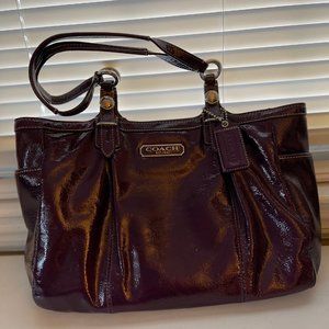 Coach Patent Leather Deep Purple Satchel Handbag
